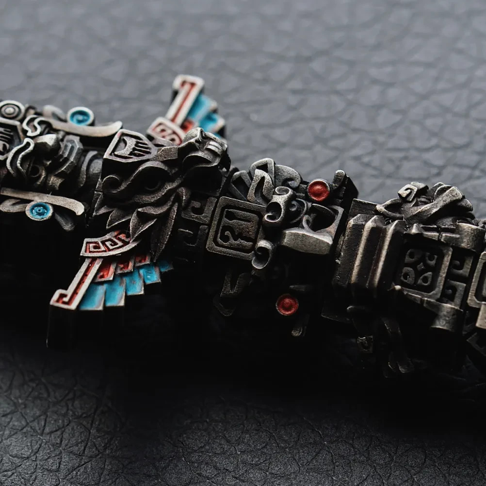 Bronze Mayan Totem Pendant, Mythology Jewelry, Men’s Protection Necklace