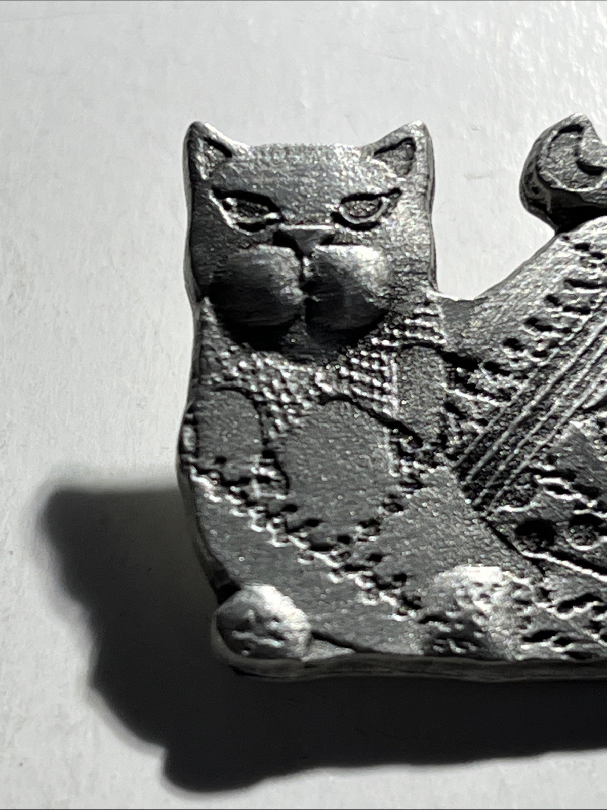 Lora Roche Patchwork Cat Brooch Made Of Pewter 2004