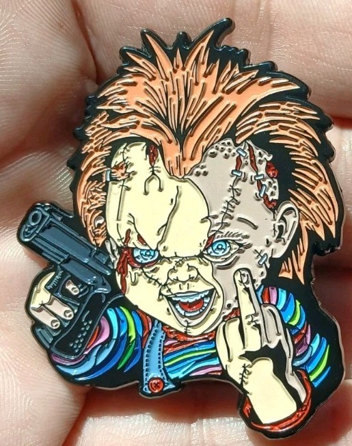 Chucky Child’s Play Gun Bride Cult Custom ENAMEL PIN Horror Gore Movie Limited