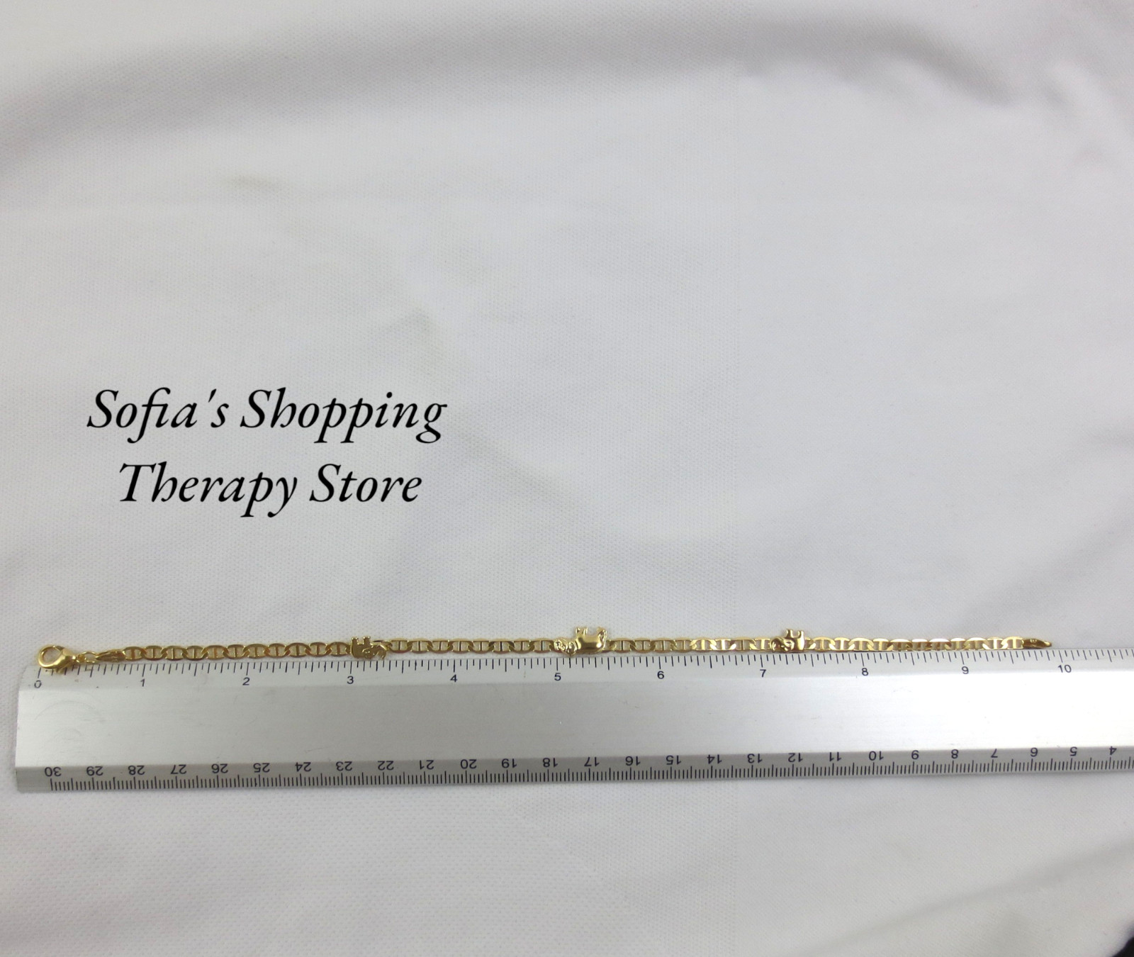18K Gold Filled Elephant Anklet / Bracelet 10″ Anchor Mariner Chain 4 mm Width