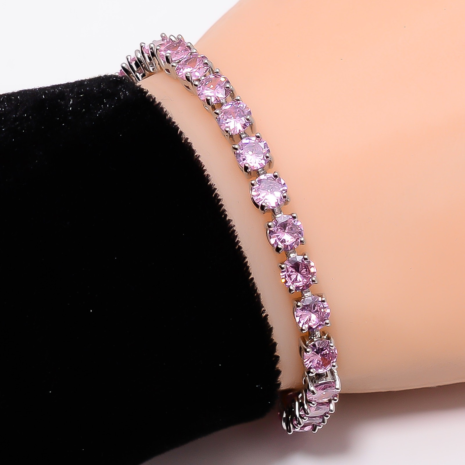 Pink Kunzite 925 Sterling Silver Adjustable Bracelet 7-8″ B12719, Gift for her