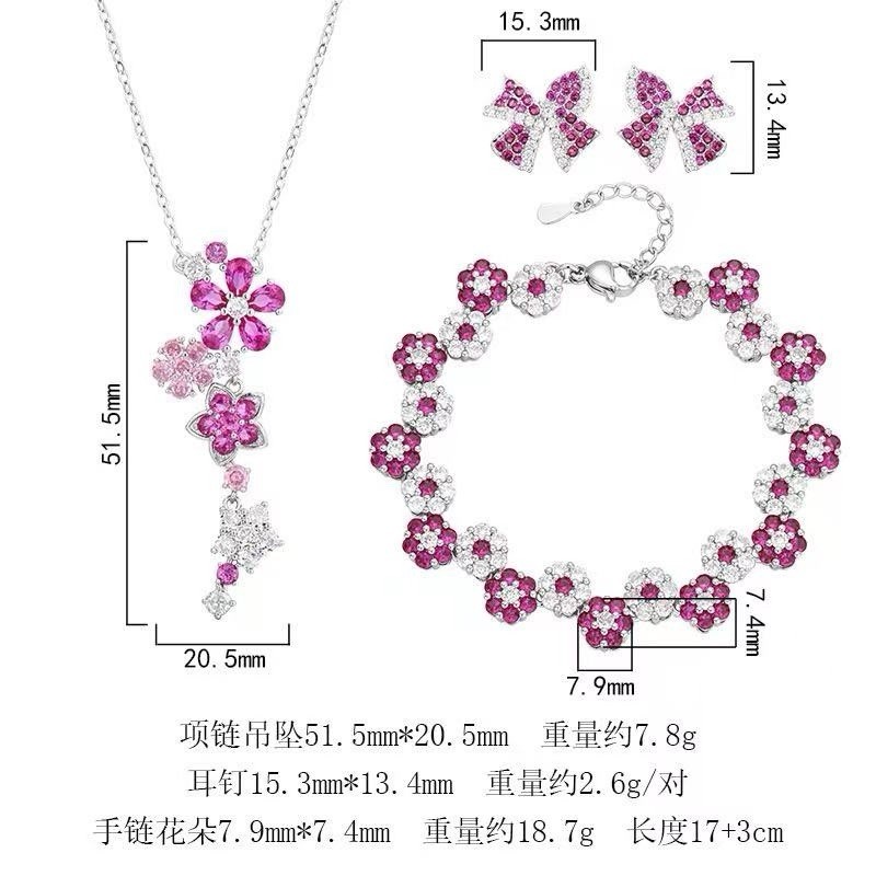 Wedding Bridal CZ Jewelry Set Zirconia Necklace Earrings Set
