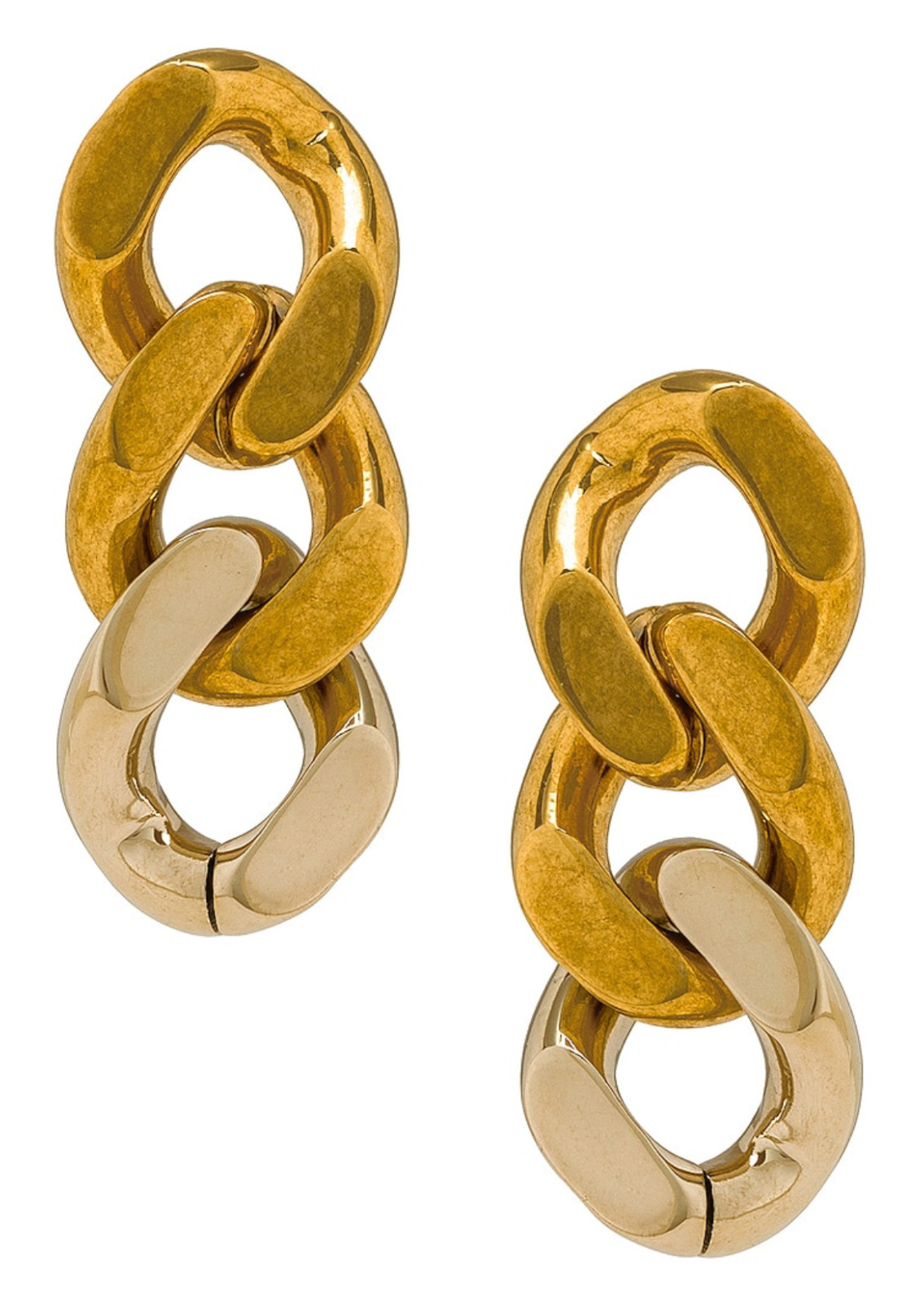 NIB Saint Laurent YSL Triple Curb Chain Link Antique Gold Drop Earrings $795
