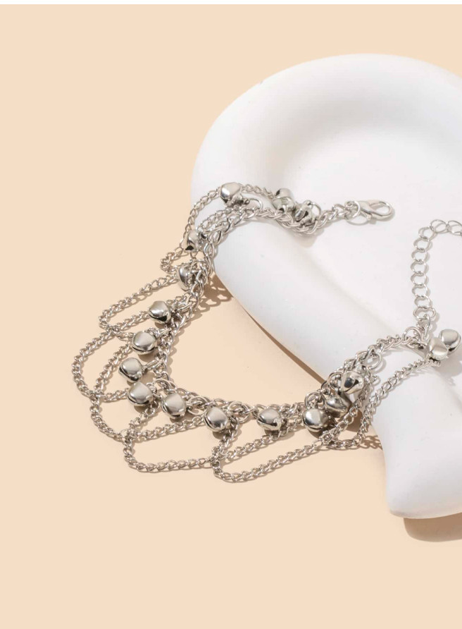 Gold Layered Chain Anklet Bell Charm Beach Party Women’s Fashion Jewelry