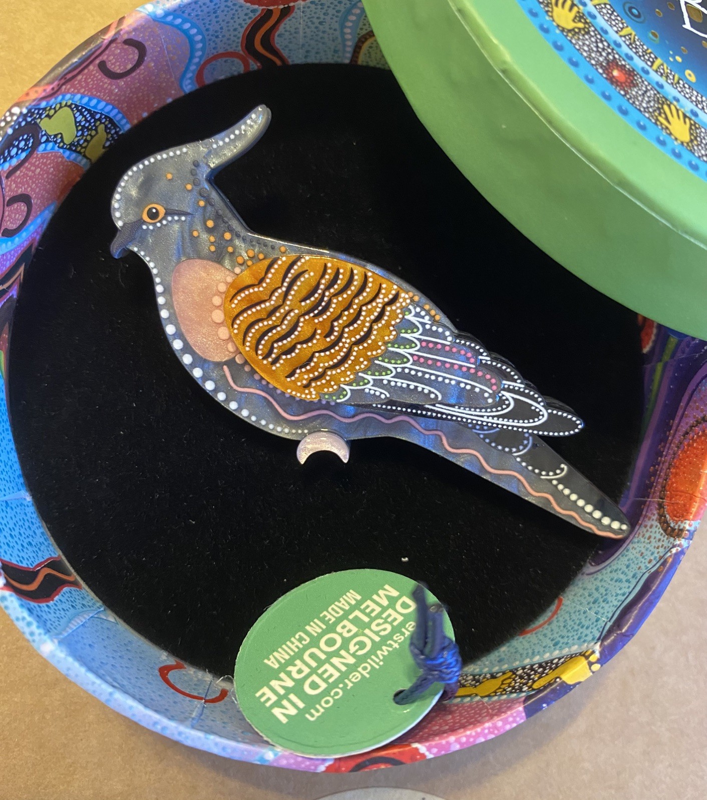 Erstwilder Brooch – Brooke Sutton – Crested Pigeon/ Kulupatji