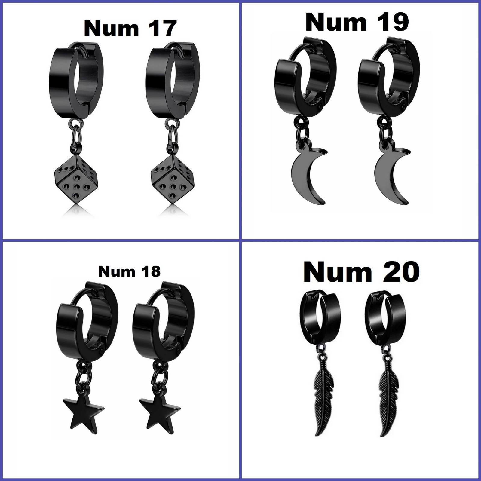 Thin hoop men earrings black, Dagger-skull-goth-punk-sword hoops cross, dangle