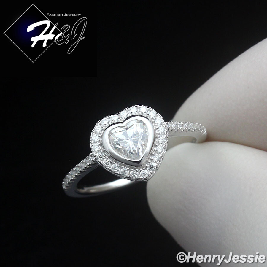 WOMEN SOLID 925 STERLING SILVER 0.8CT HEART MOISSANITE ENGAGEMENT RING*MR230