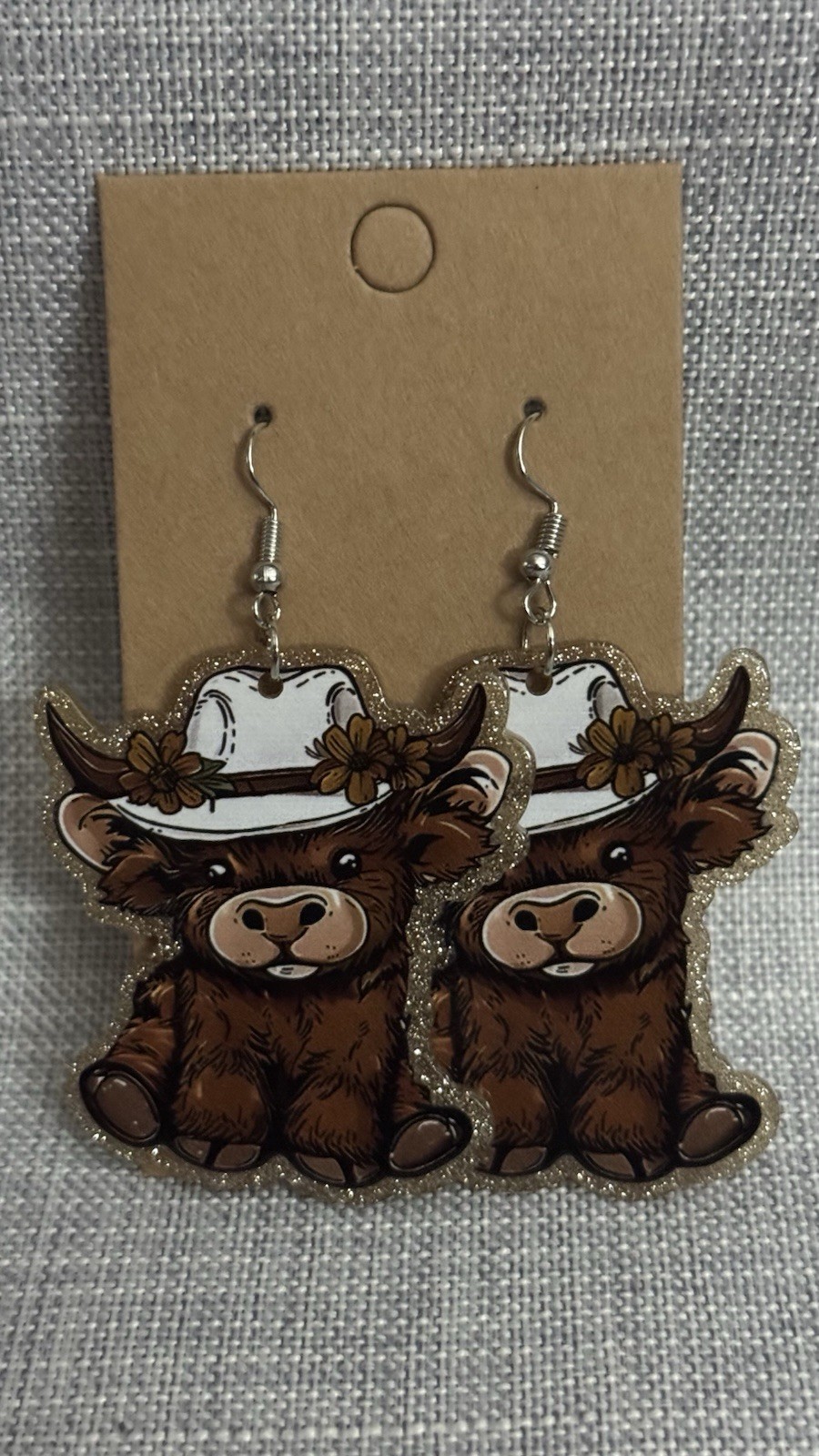 Cow Acrylic Light Weight Fish Hook Earrings. Handmade & So Cute!
