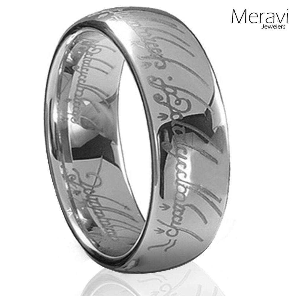 Lord of the Elvish Rings Silver Tungsten Promise One Ring Mens Comfort Fit Band