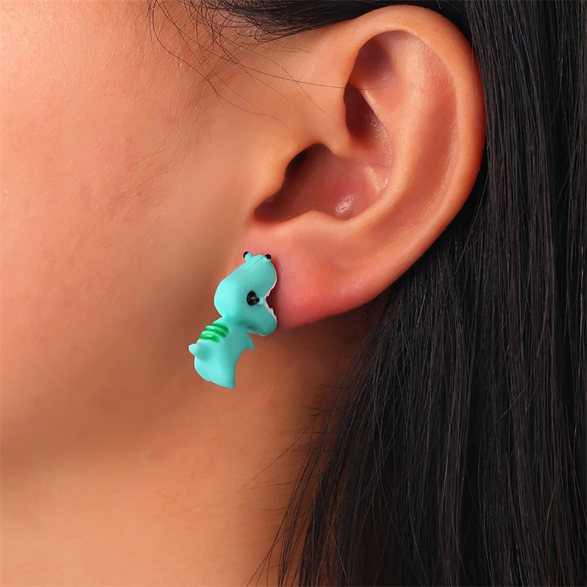 1 Pair Cute Animal Earring Bite Your Ear Cartoon Dinosaur Ear Studs Women Girls