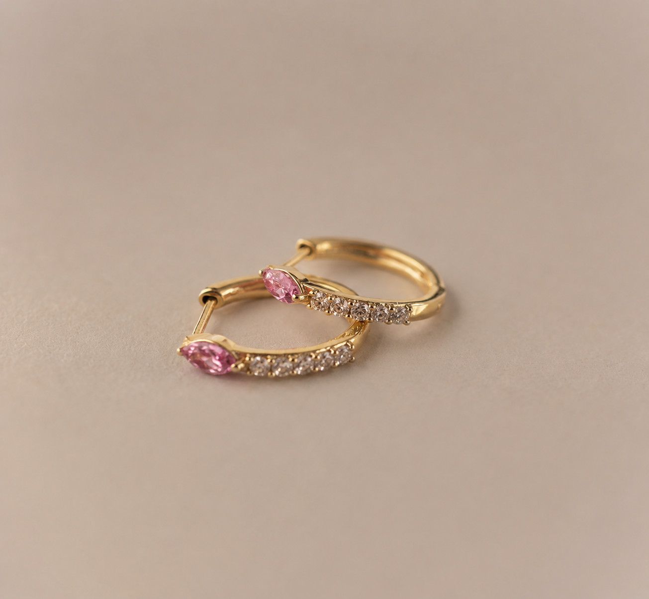 Gold plated Huggie hoop earrings Cubic Zirconia everyday jewelry for women