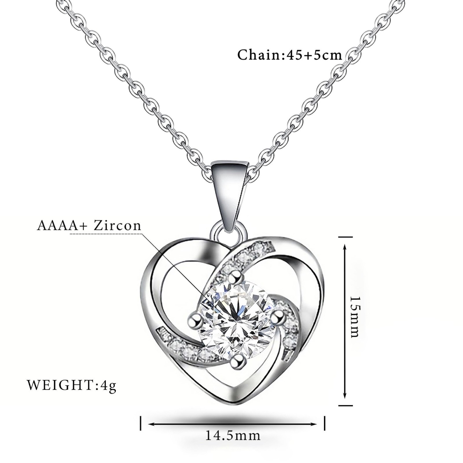 Gorgeous Silver Plated Necklace Pendant Women Cubic Zircon Jewelry Best Gift A1