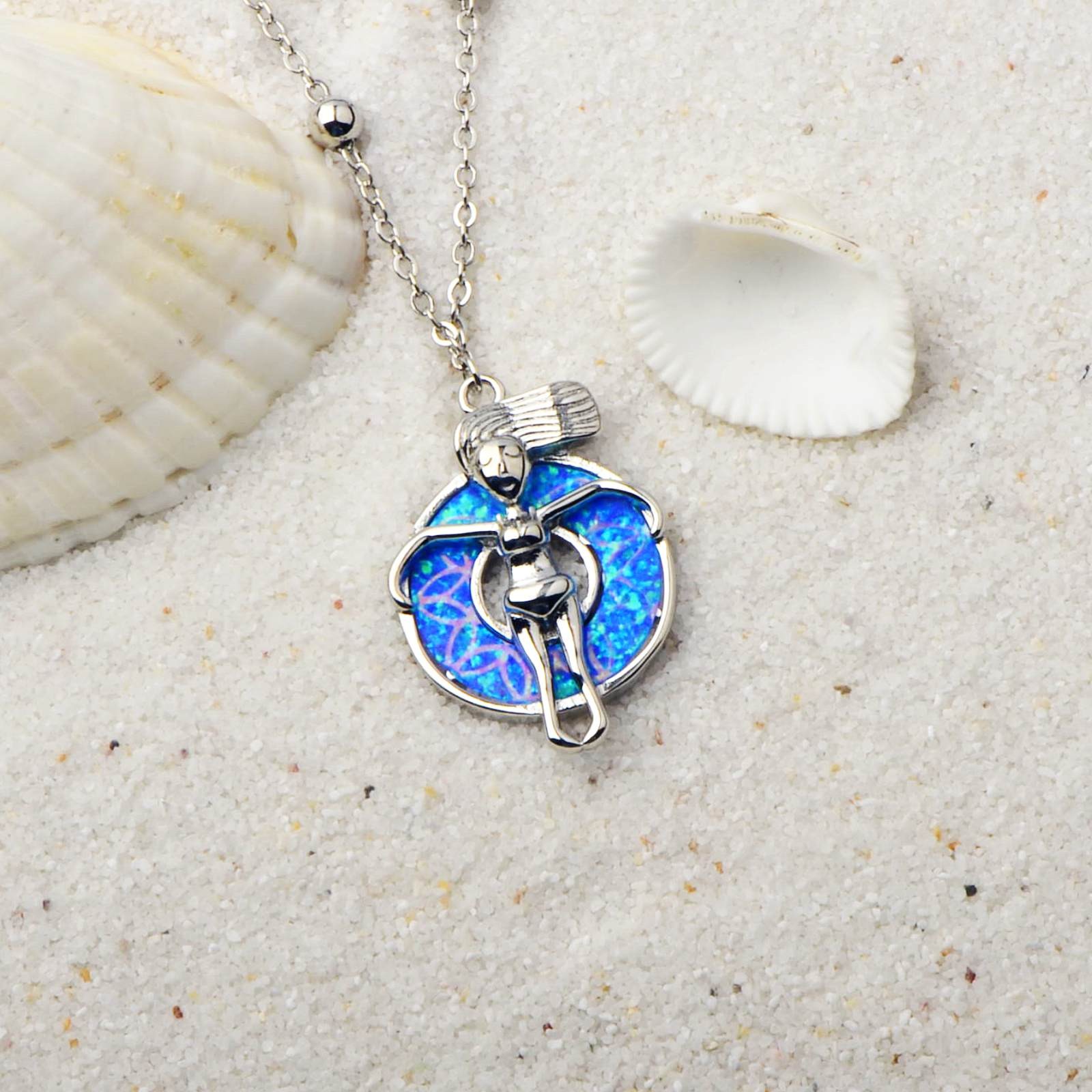 Hawaii Blue Opal Girl Anklet 925 Sterling Sliver Jewelry For Women Girls