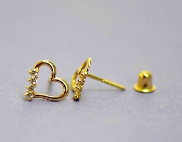 14K White or Yellow Gold Heart Shape CZ Stud Earrings