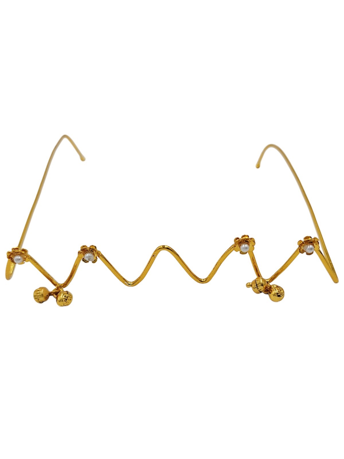 Gold Wire Pearl Wave Face Jewelry Handmade Boho Statement Eye Accessory Facelet