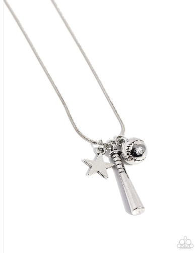 Paparazzi Hey Batter Batter Necklace Baseball Sports Fan Bat Go Team