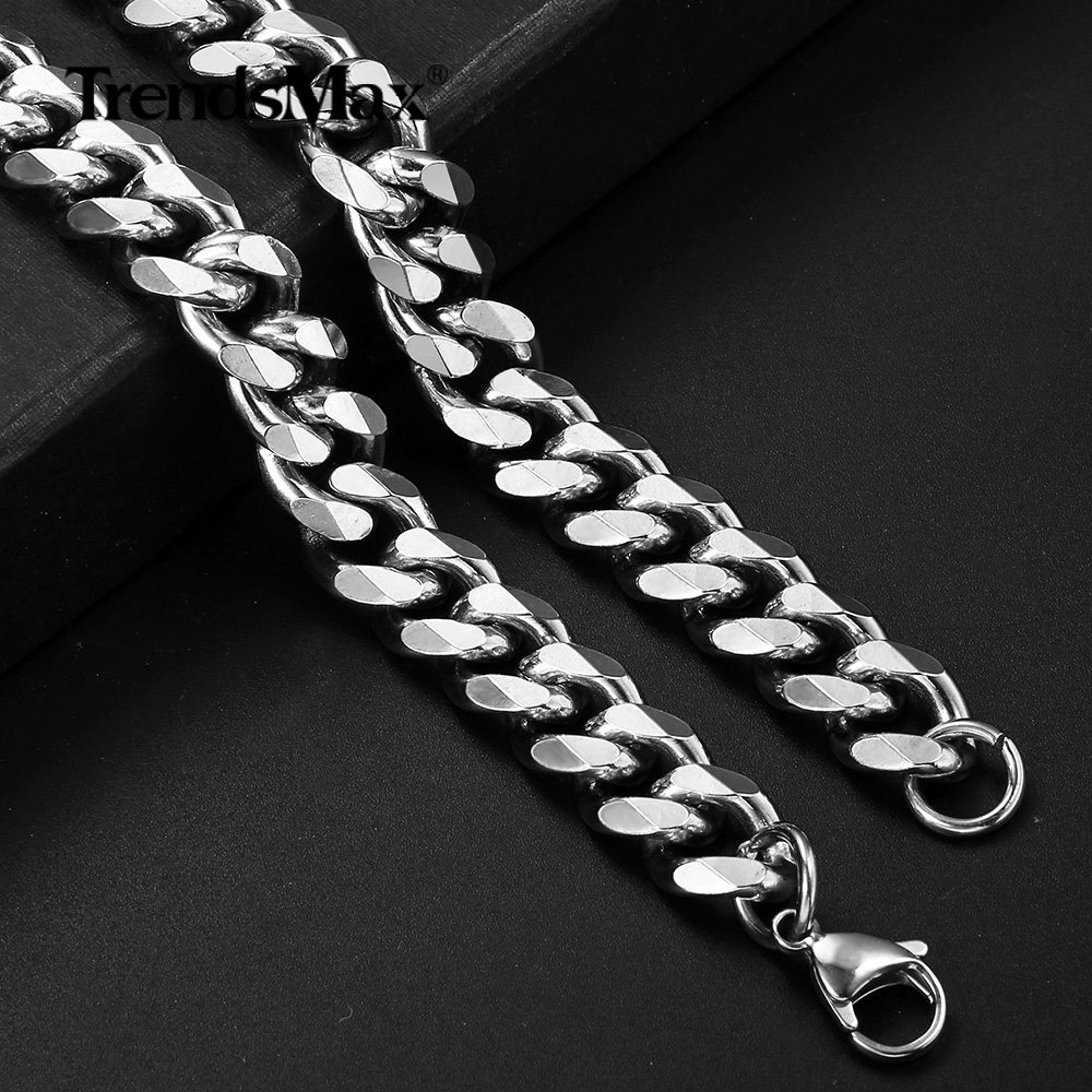 2-11mm 16″ Siilver/Gold Plated Stainless Steel Cuban Curb Chain Choker Necklace