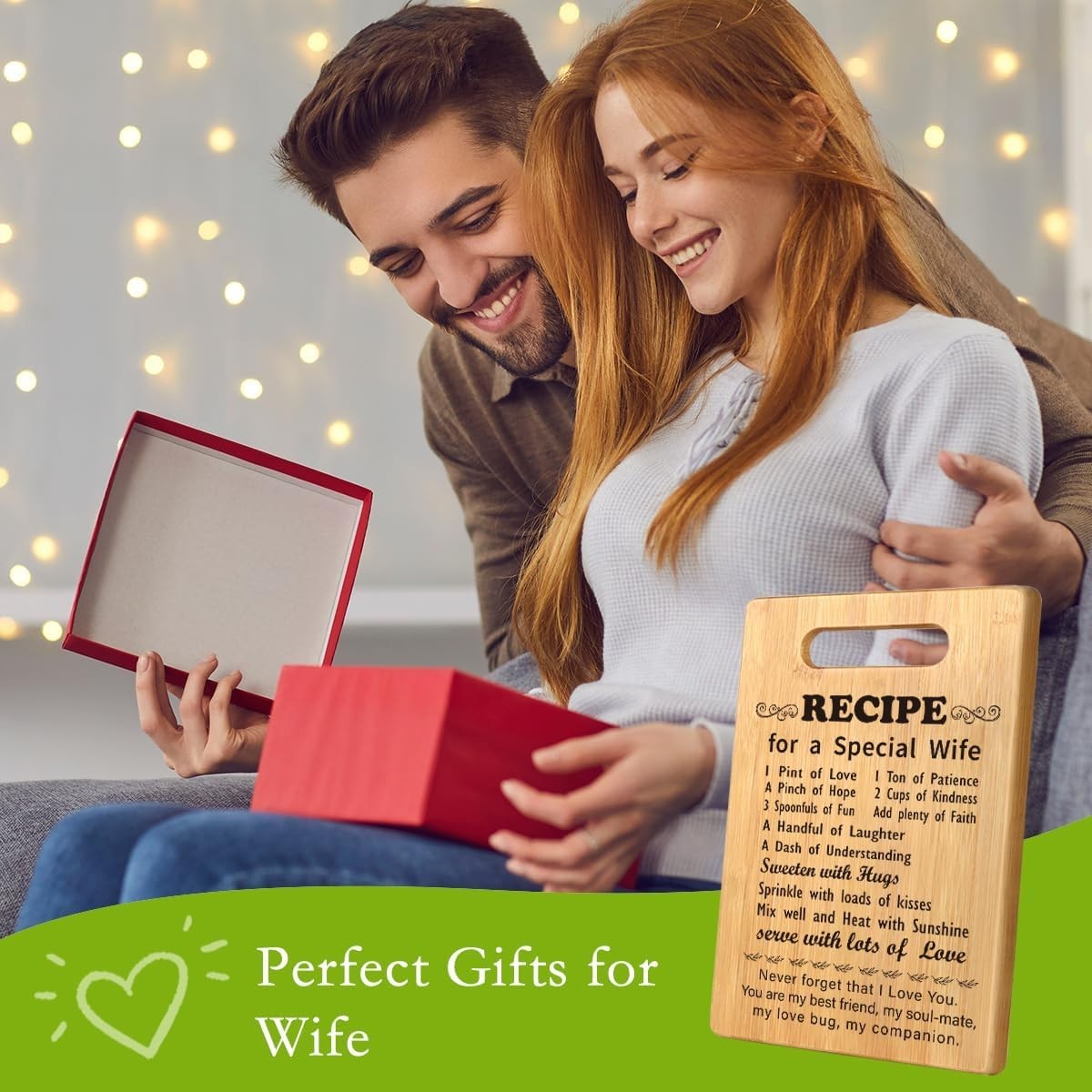 Bamboo Cutting Board with Love Message – Anniversary & Birthday Gifts