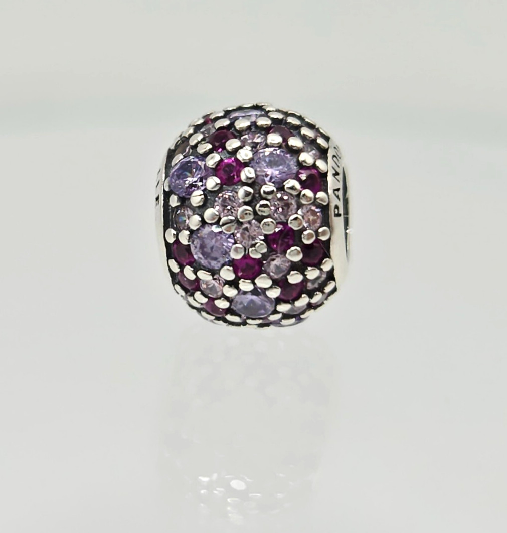 Authentic Pandora PURPLE Mosaic Pave Mixed Crystals moment Silver Charm