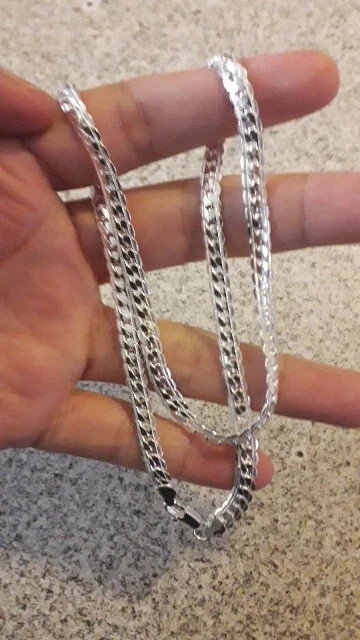 925 Sterling Solid Silver Chain Necklace Jewelry for Women Men Fashion Gift