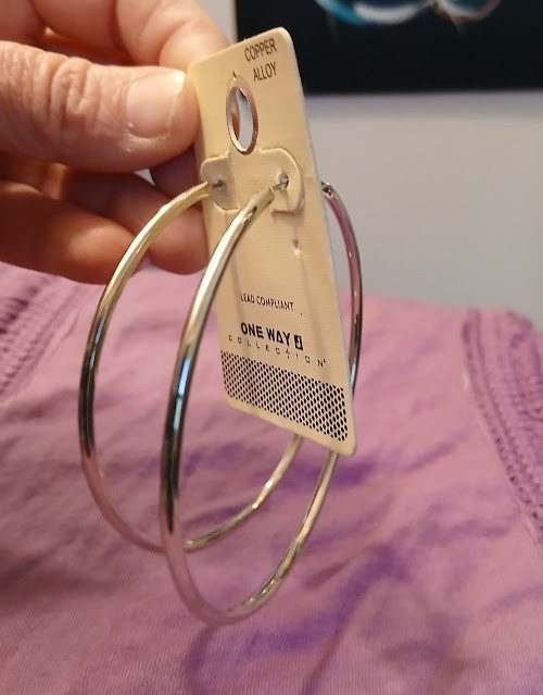 New ONE WAY COLLECTION Silver tone Hoop Earrings 3″ Copper Alloy Lead compliant