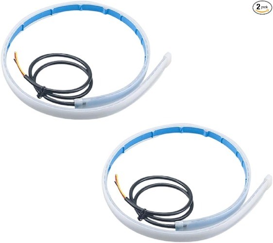24-Inch Flexible LED Strip Lights for Cars, Dual Color Whi Color: White/Yellow
