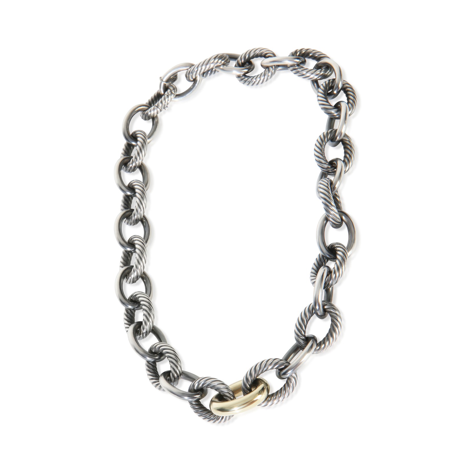 David Yurman 1/5 18K Yellow Gold & Sterling Silver Oval Link Necklace