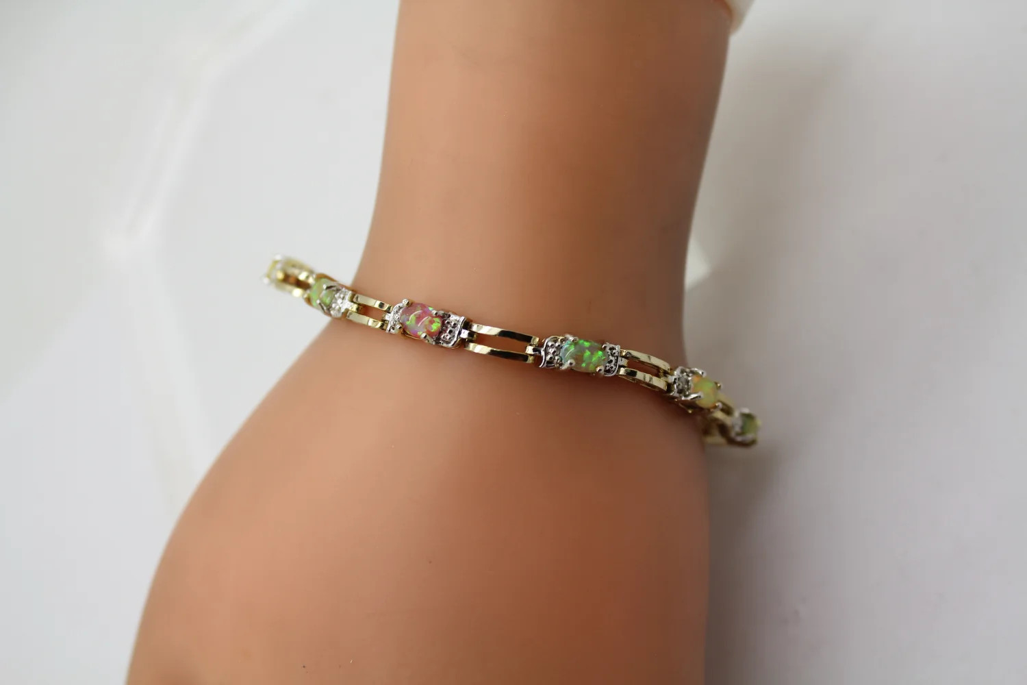 FAS .925 S.S. MULTI COLOR OPAL PANEL bracelet 7″