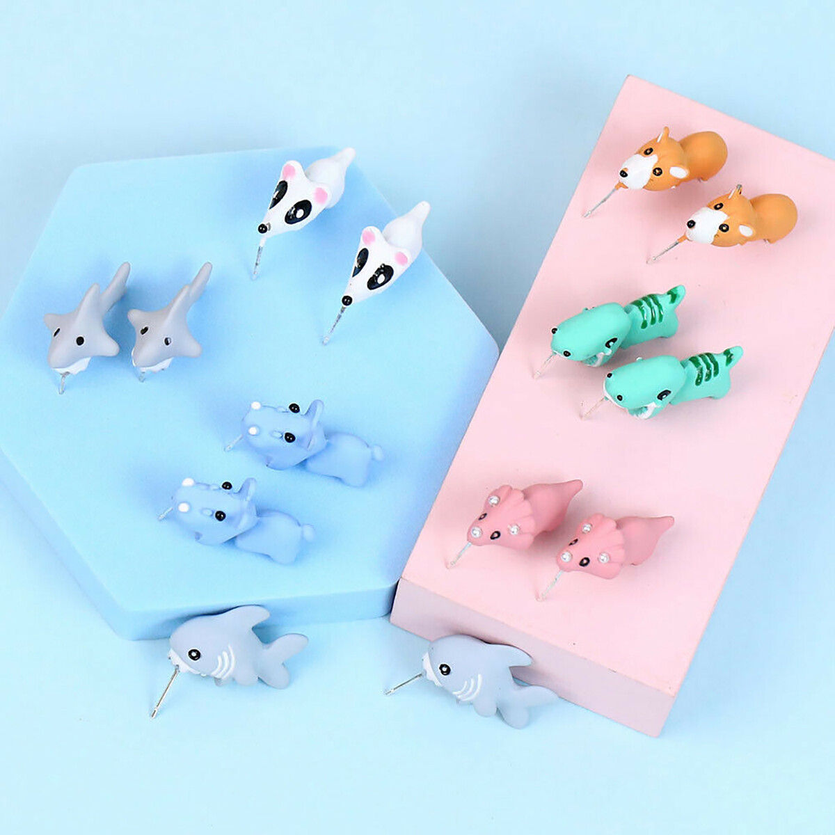 1 Pair Cute Animal Earring Bite Your Ear Cartoon Dinosaur Ear Studs Women Girls