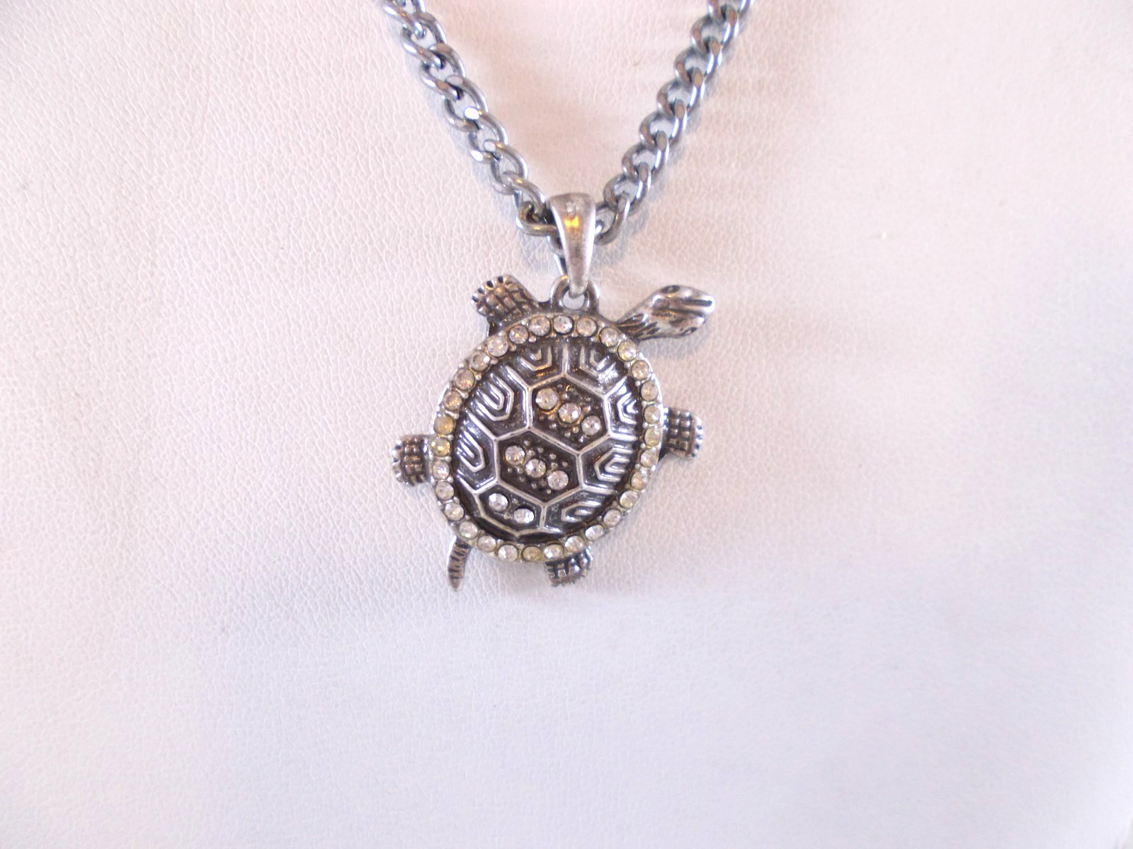 Adult Jewels Silver Tone Rhinestone Turtle Pendant Necklace Free Shipping