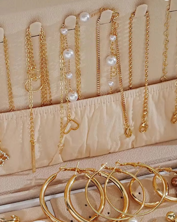 86pcs Elegant Pearl Jewelry Set Necklace Earrings Rings Bracelet Daily Wear Gift