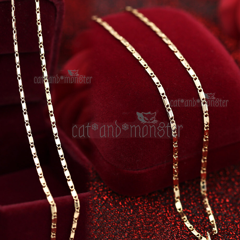 9K CHAMPAGNE GOLD FILLED SOLID 1.5mm ANCHOR RING LINK CHAIN NECKLACE 40cm-45cm