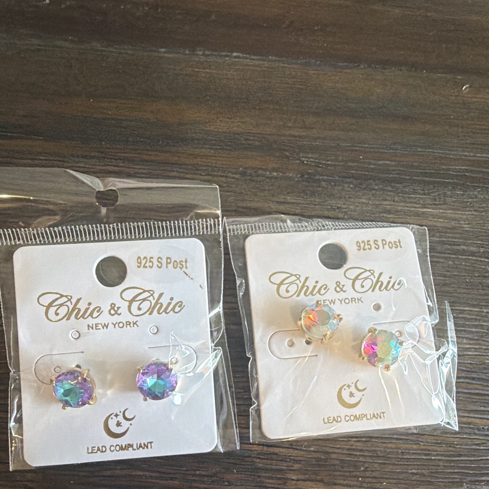 Chic & Chic Gold Tone Multicolor Crystal Stud Earrings Butterfly Lead Compliant