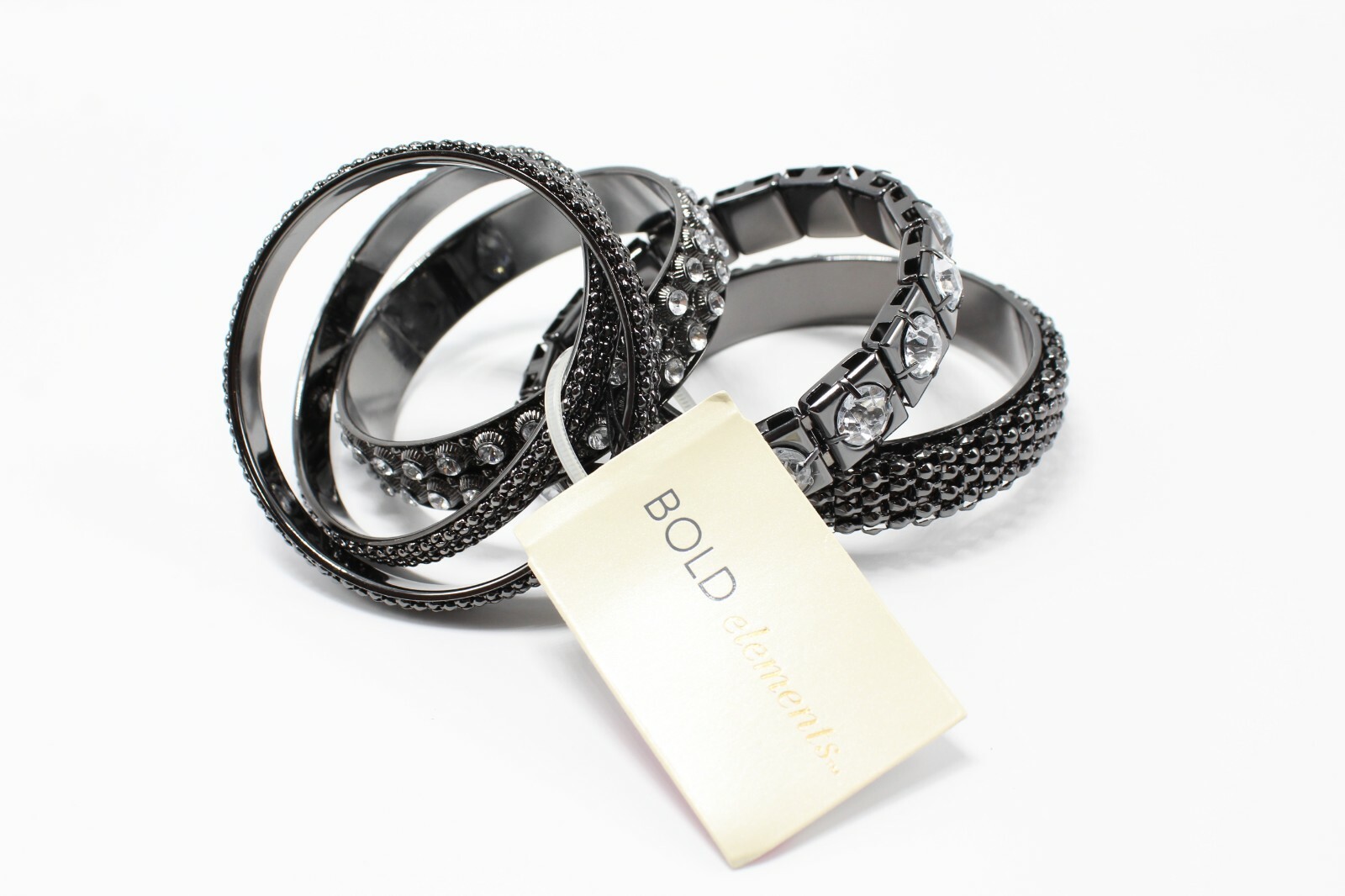 New 5 Piece Rhinestone Bangle Bracelet Set by Bold Elements #B2006