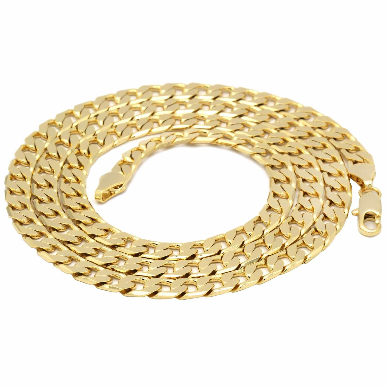 Mens 18k Gold Plated Brass Jesus Curve Cross Pendant 6mm 24″ Cuban Chain