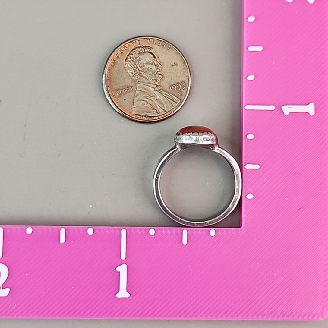 Stone Ring Sterling Silver Handmade Signed Crescent Moon Small 5