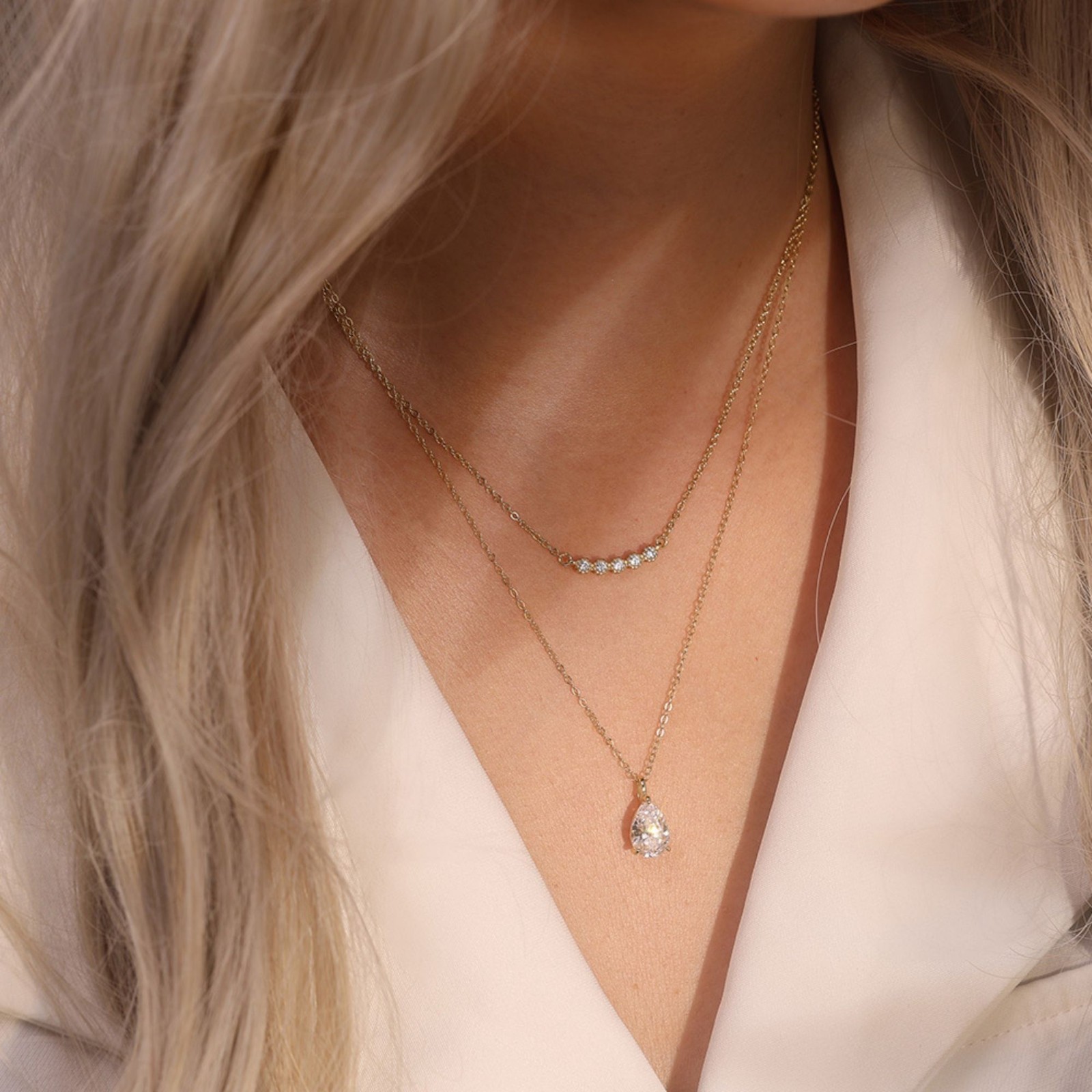 Pear Cut Moissanite Solitaire Necklace 925 Sterling Silver Pendant Bridal Gift
