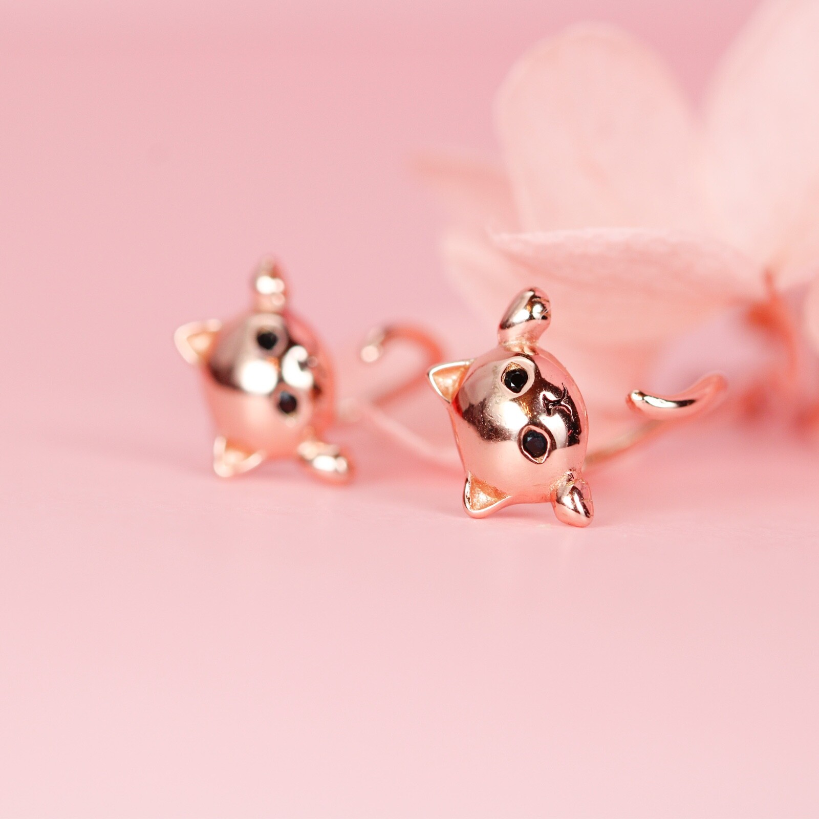 925 sterling silver hanging funny cat wrap earrings, funny cat animal earrings