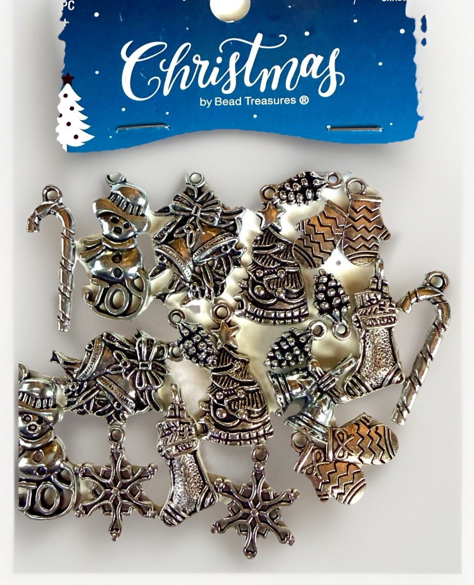 Bead Treasures Silver Plate Christmas Charm Assortment
