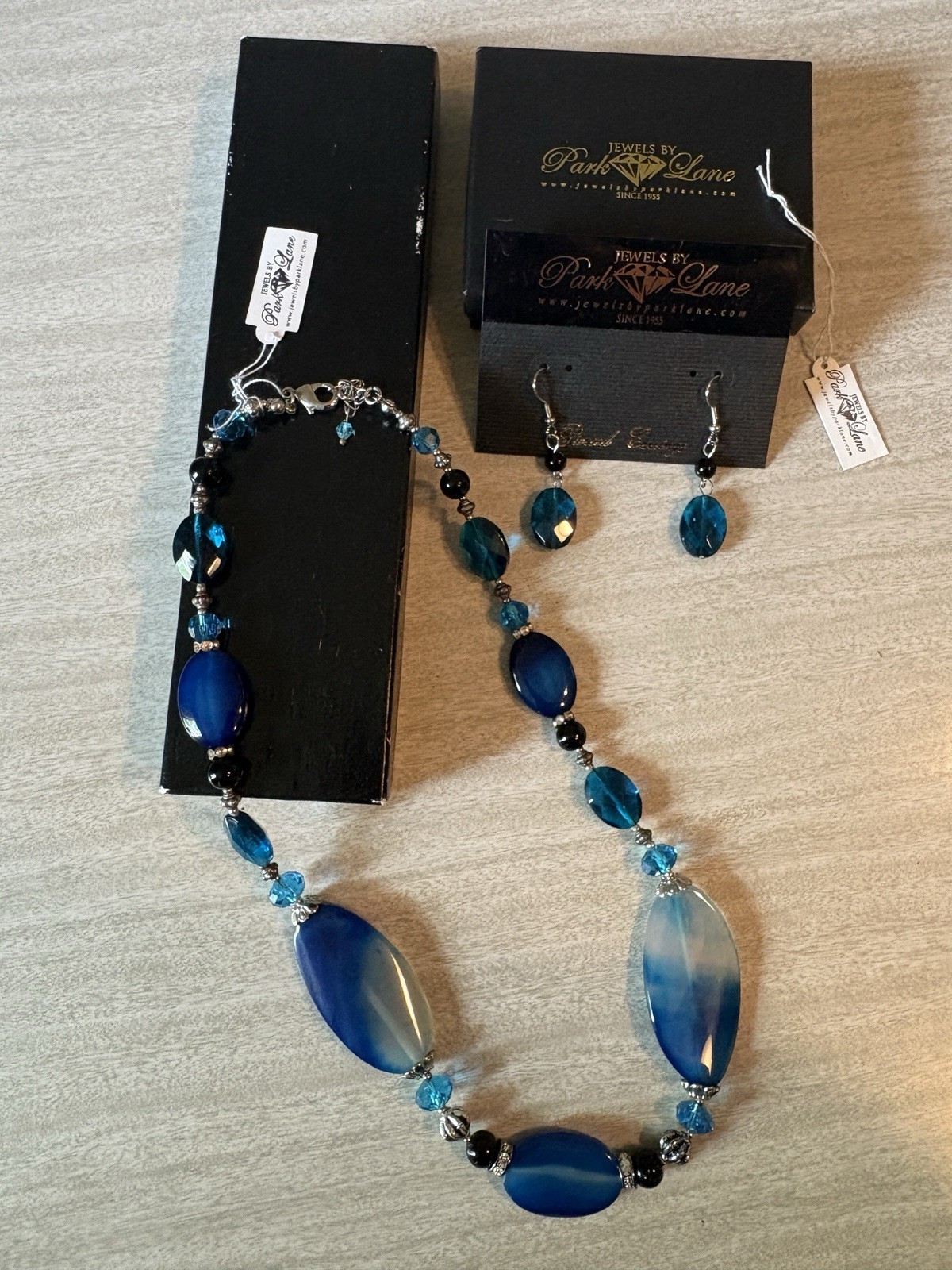 Park Lane Earring and Necklace Set New With Tags and Box Blue Statement Beads
