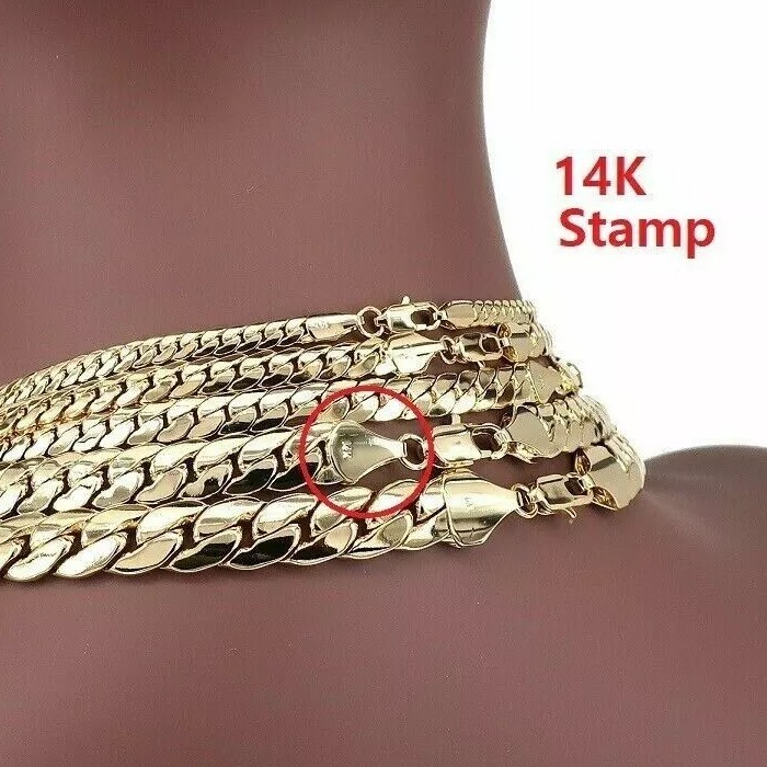 AAA+ 14k Stamped Brass Cuban Chain 4mm to 10mm Necklace Bracelet 20″ 24″ 30″
