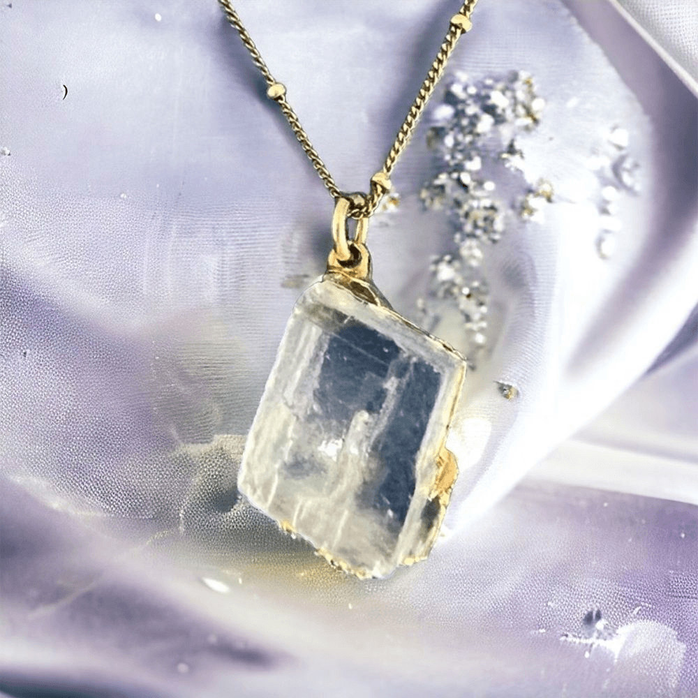 Gold Plated Necklace with Clear White Gold Trimmed Stone