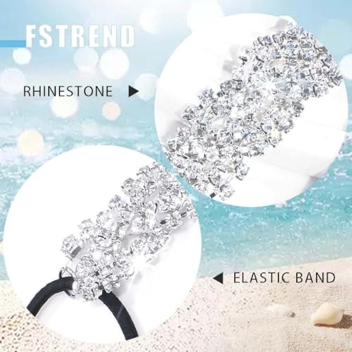 Silver Elastic Rhinestone headbands Boho Sparkly 1 Count (Pack of 1) Silver A