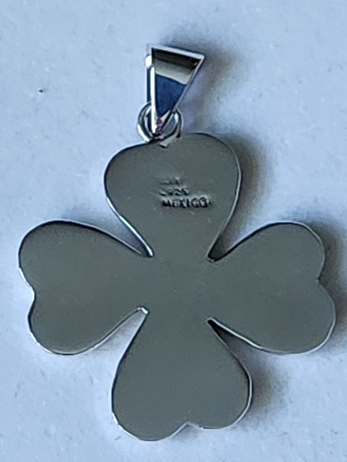 GREEN-BLUE TURQUOISE STERLING SILVER PENDANT, 17 GRAMS, MADE IN MEXICO