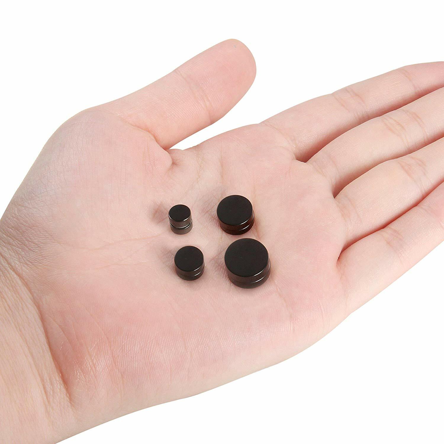 Men Women Stainless Steel Stud Earrings Magnetic Ear Plugs Non-Piercing Clip On