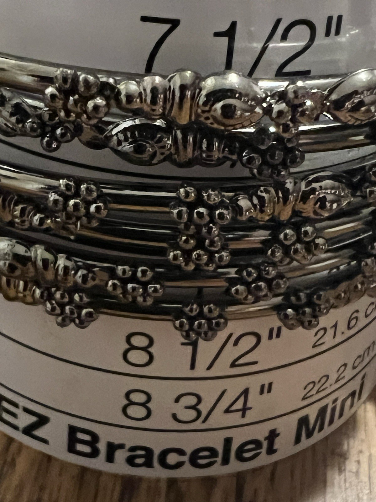 Antika Lead compliant India 6 stackable gunmetal daisy embellish bracelet 8 1/4”
