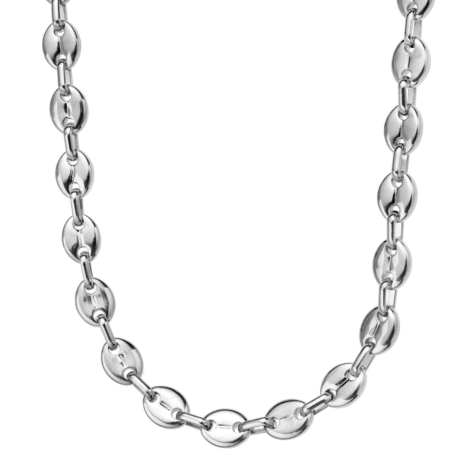 7/9/11mm Fashion Women Mens Chain 316L Stainless Steel Coffee Bead Link Necklace