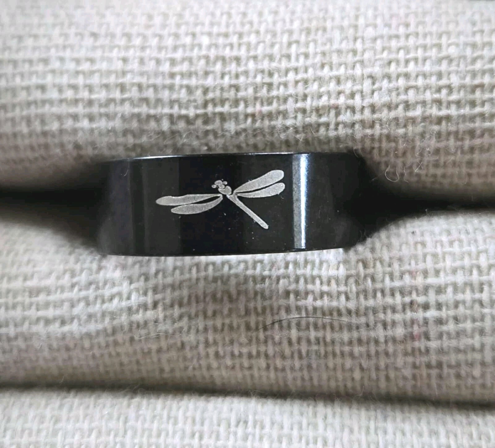 Black Titanium Dragonfly Band Ring Size 8 Women’s Band Next Day Shipping