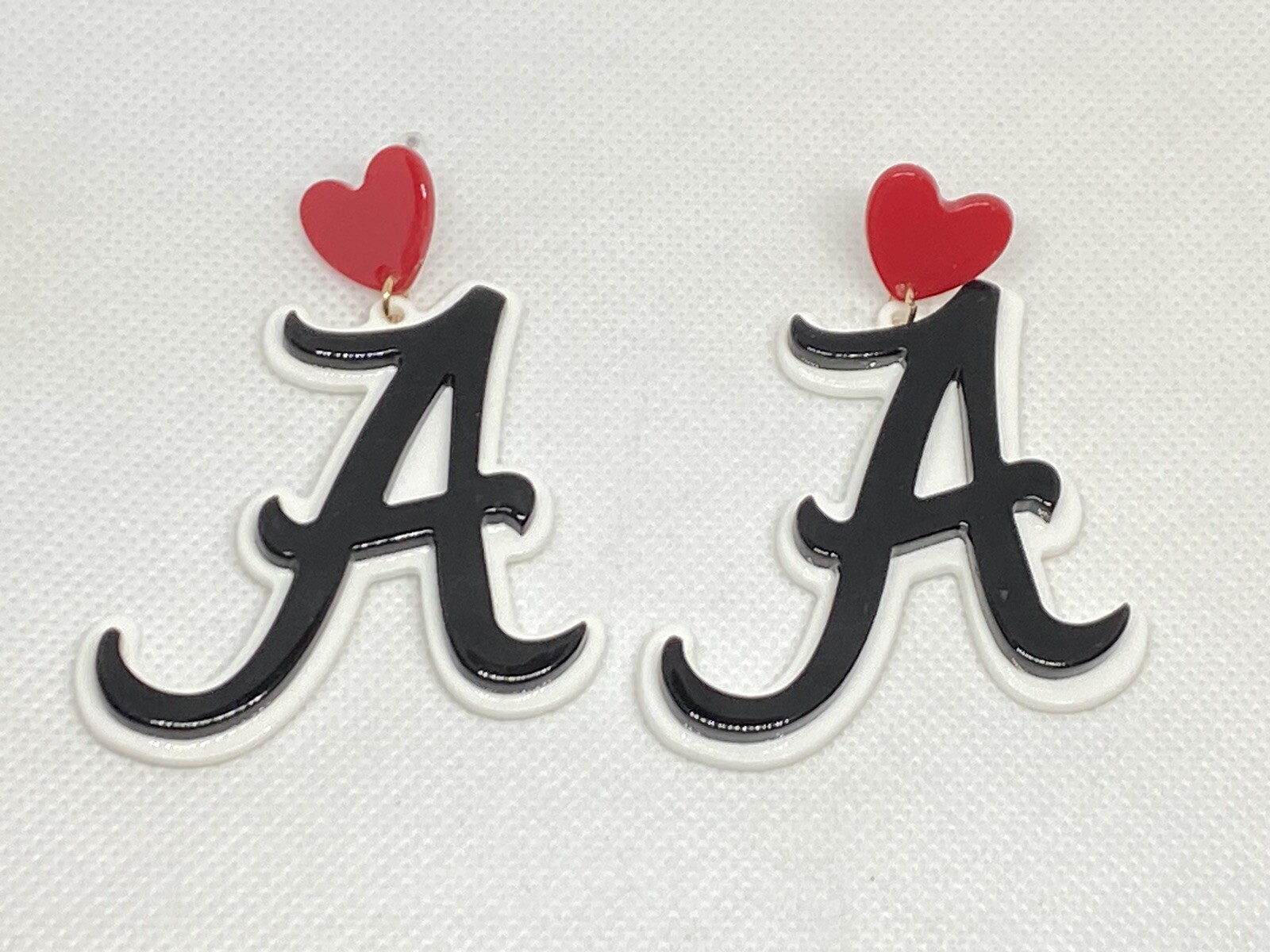 Alabama Crimson Tide Inspired Black Letter A Dangle Earrings