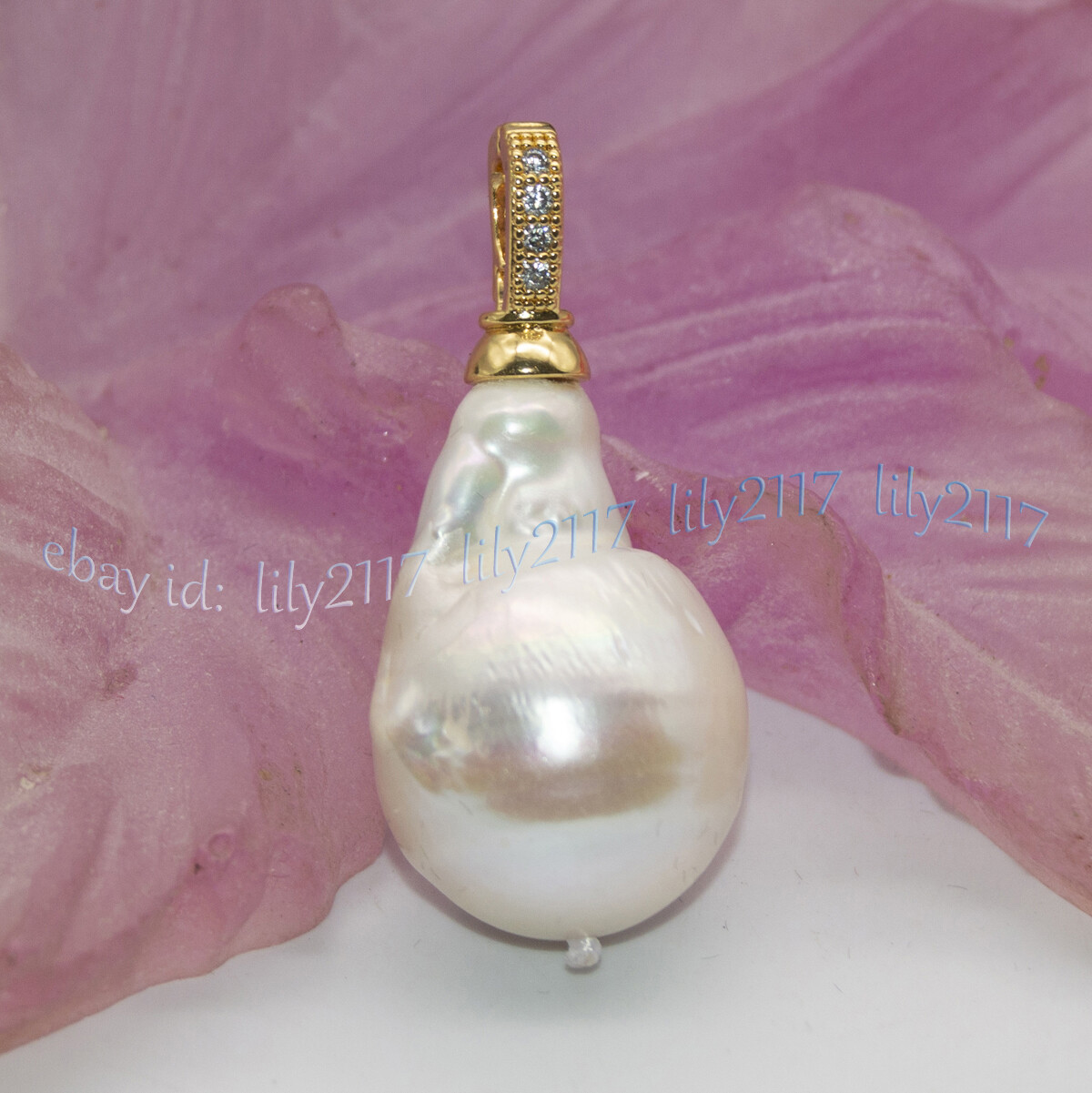 Huge 15x20mm Real Natural White Keshi Baroque Pearl Pendant